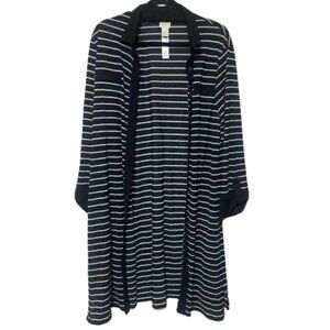 Chico's size 3 (XL) long line button collared semi sheer topper cardigan EUC